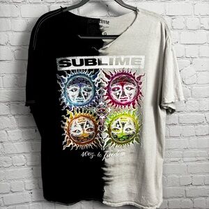 Sublime all cotton colorful graphic v neck unisex t shirt size large 40 oz